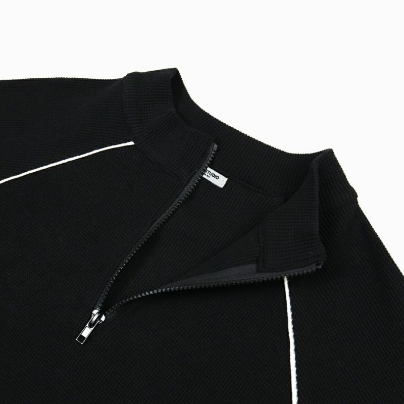 PIPING HALF ZIP TOPS（BLACK） | VIVASTUDIO