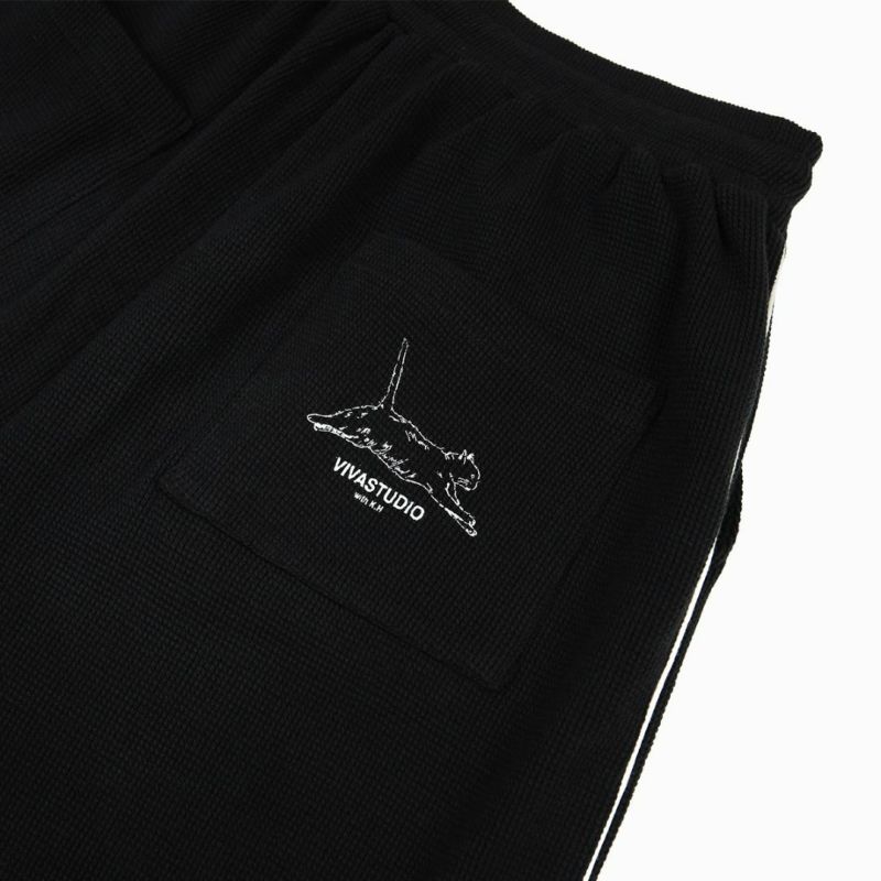 PIPING HALF ZIP BOTTOMS（BLACK） | VIVASTUDIO