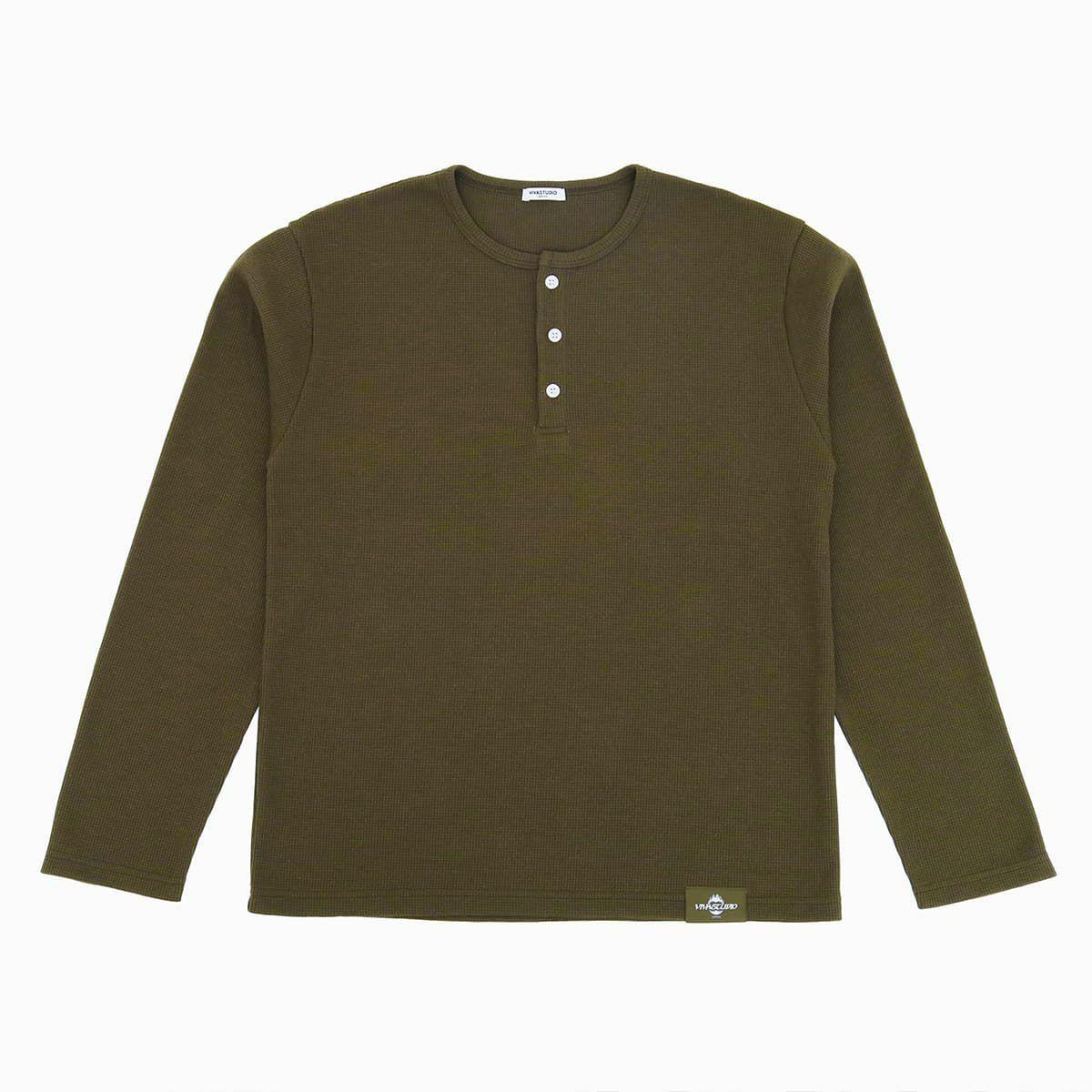 Henley Neck T-shirt（Khaki）