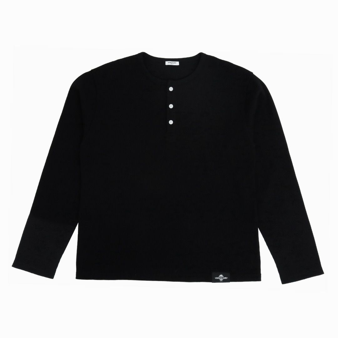 Henley Neck T-shirt（Black）